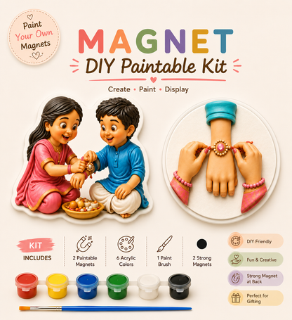 Rakhi DIY paintable magnet kit ( set of 2 ) |NK Muse Studio
