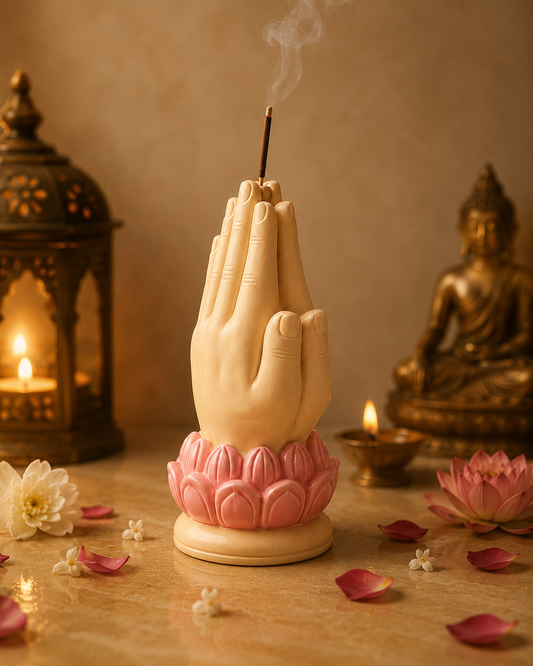 Praying hands incense stick holder