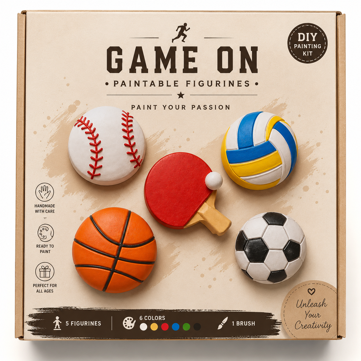 GAME ON - Paintable sports figurines kit ( Set of 5 )