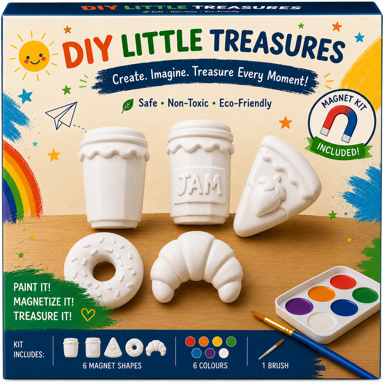 DIY Little treasures - food magnet painting kit ( set of 5 )
