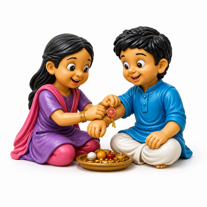 DIY Raksha Bandhan paintable figurine kit - Brother & sister