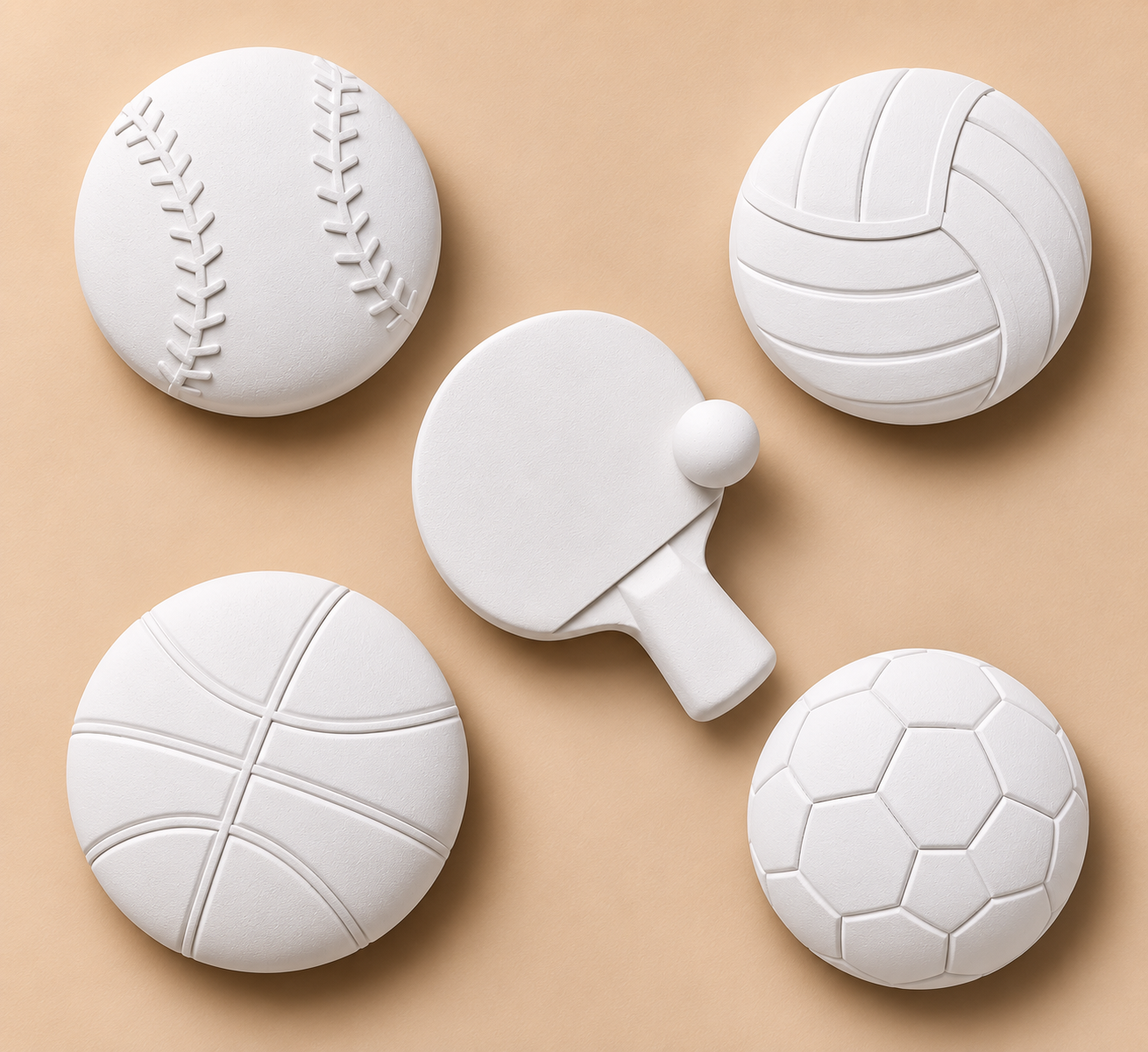 GAME ON - Paintable sports figurines kit ( Set of 5 )