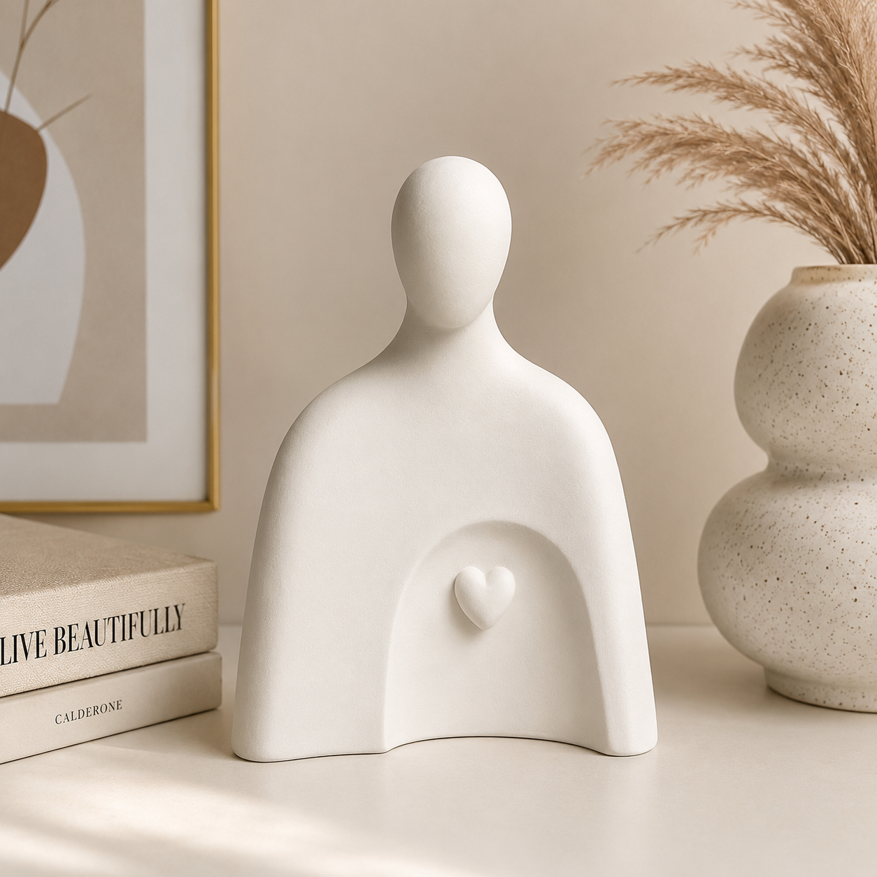 Minimalist Heart Sculpture | Modern Home Decor Accent