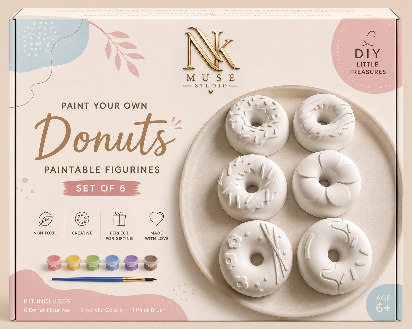 DIY Paintable donut figurines- Set of 6